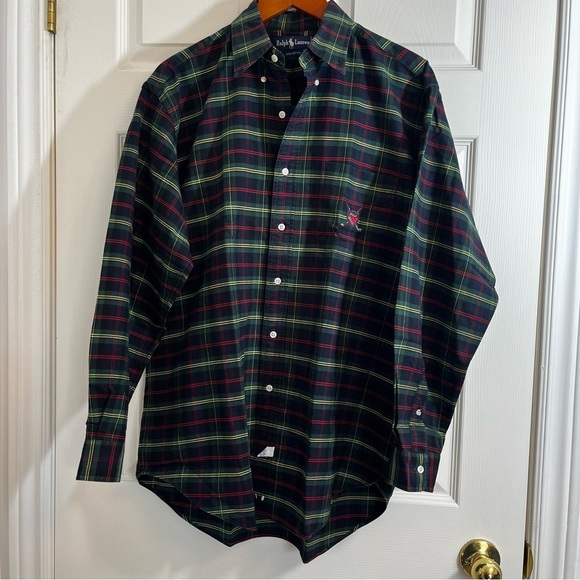 Ralph Lauren Men's Tartan Plaid 100% Cotton Shirt Size Medium